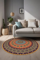 Depas Modern Kadife Yıkanabilir Kaymaz Pamuk Tabanlı Antibakteriyel Yuvarlak Halı - Aydahome