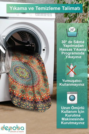 Depas Modern Kadife Yıkanabilir Kaymaz Pamuk Tabanlı Antibakteriyel Yuvarlak Halı - Aydahome