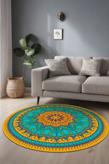 Nares Modern Kadife Yıkanabilir Kaymaz Pamuk Tabanlı Antibakteriyel Yuvarlak Halı - Aydahome