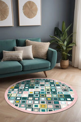 Meran Modern Kadife Yıkanabilir Kaymaz Pamuk Tabanlı Antibakteriyel Yuvarlak Halı - Aydahome