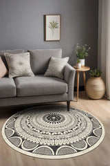 Marena Modern Kadife Yıkanabilir Kaymaz Pamuk Tabanlı Antibakteriyel Yuvarlak Halı - Aydahome