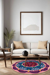 Pare Modern Kadife Yıkanabilir Kaymaz Pamuk Tabanlı Antibakteriyel Yuvarlak Halı - Aydahome