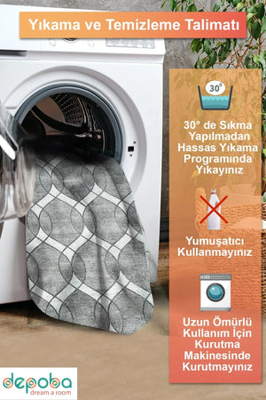 Bempa Modern Şönil Modern Doğal Pamuk Tabanlı Salon Halısı Kaymaz Antibakteriyel Yıkanabilir Çevre Dostu - Aydahome