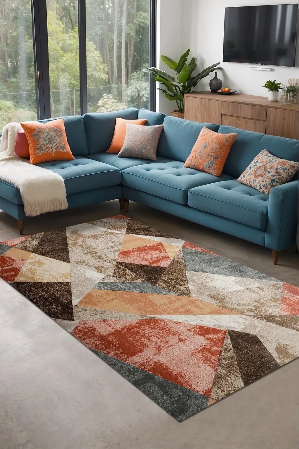 Penko Modern Şönil Modern Doğal Pamuk Tabanlı Salon Halısı Kaymaz Antibakteriyel Yıkanabilir Çevre Dostu - Aydahome