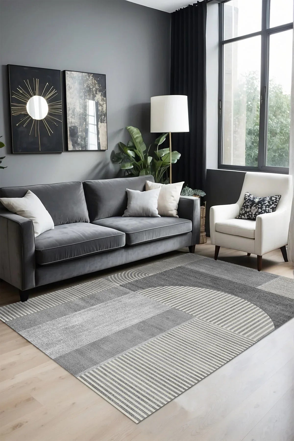 Veryan Modern Şönil Modern Doğal Pamuk Tabanlı Salon Halısı Kaymaz Antibakteriyel Yıkanabilir Çevre Dostu - Aydahome