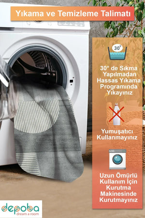 Veryan Modern Şönil Modern Doğal Pamuk Tabanlı Salon Halısı Kaymaz Antibakteriyel Yıkanabilir Çevre Dostu - Aydahome