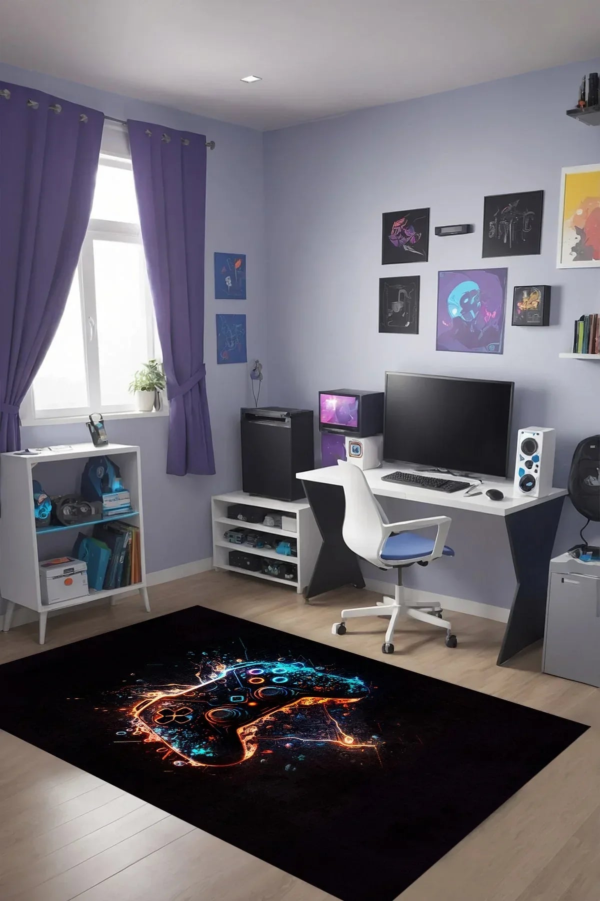 Patrick Modern Kadife Oyuncu Odası Halısı Kadife Kaymaz Pamuk Tabanlı Yıkanabilir Antibakteriyel Gamer - Aydahome