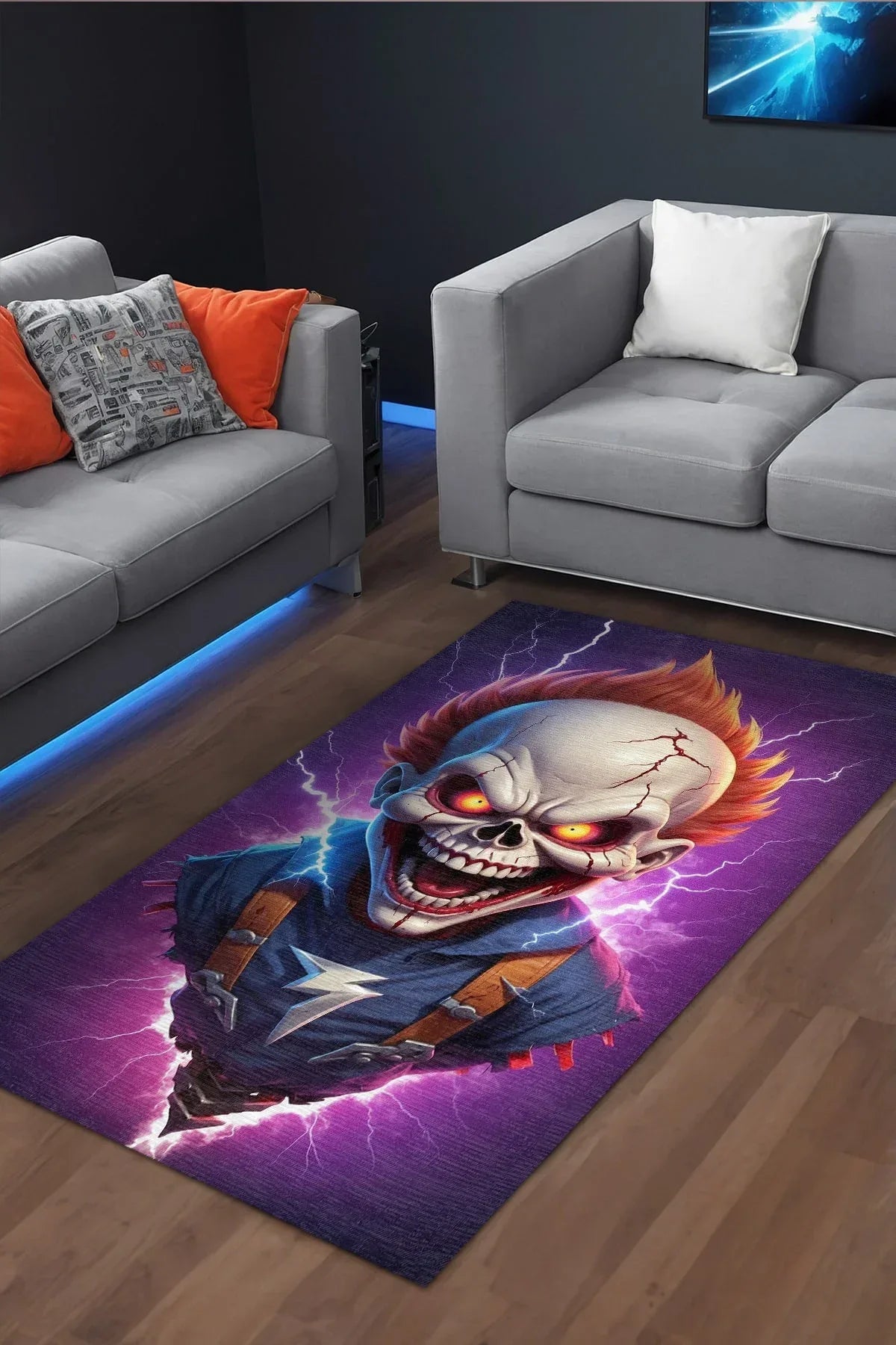 Dalton Modern Şönil Gamer Halısı Pamuk Tabanlı Yıkanabilen Kaymaz Genç Odası Oyuncu Gaming Halısı - Aydahome