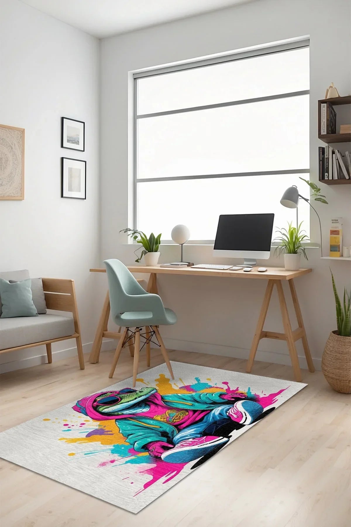 Gufi Modern Şönil Gamer Halısı Pamuk Tabanlı Yıkanabilen Kaymaz Genç Odası Oyuncu Gaming Halısı - Aydahome