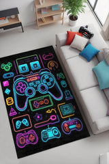 Space Modern Şönil Gamer Halısı Pamuk Tabanlı Yıkanabilen Kaymaz Genç Odası Oyuncu Gaming Halısı - Aydahome