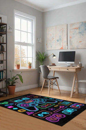 Space Modern Şönil Gamer Halısı Pamuk Tabanlı Yıkanabilen Kaymaz Genç Odası Oyuncu Gaming Halısı - Aydahome