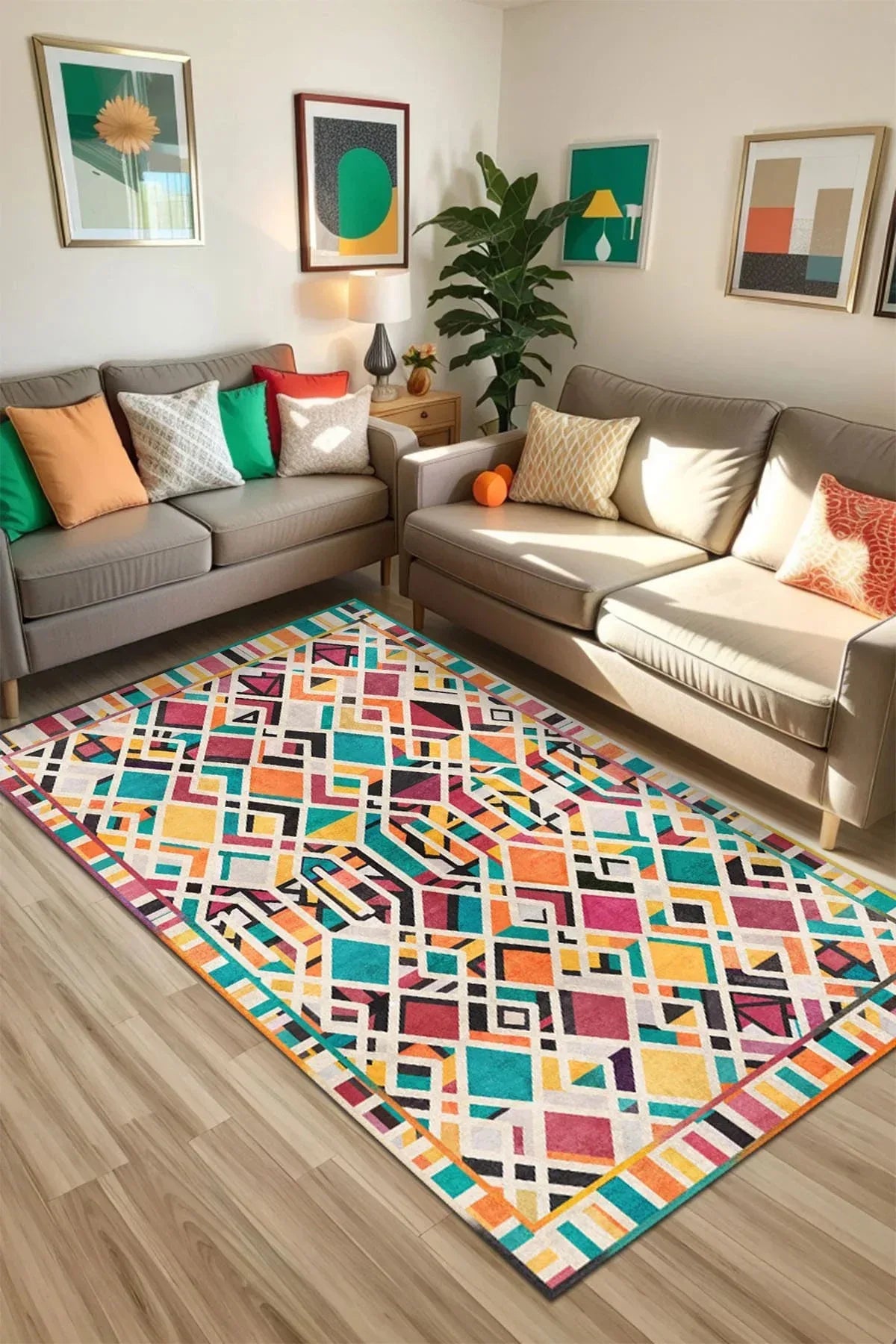Betty Modern Kadife Yıkanabilir Kaymaz Pamuk Tabanlı Antibakteriyel Salon Halısı - Aydahome