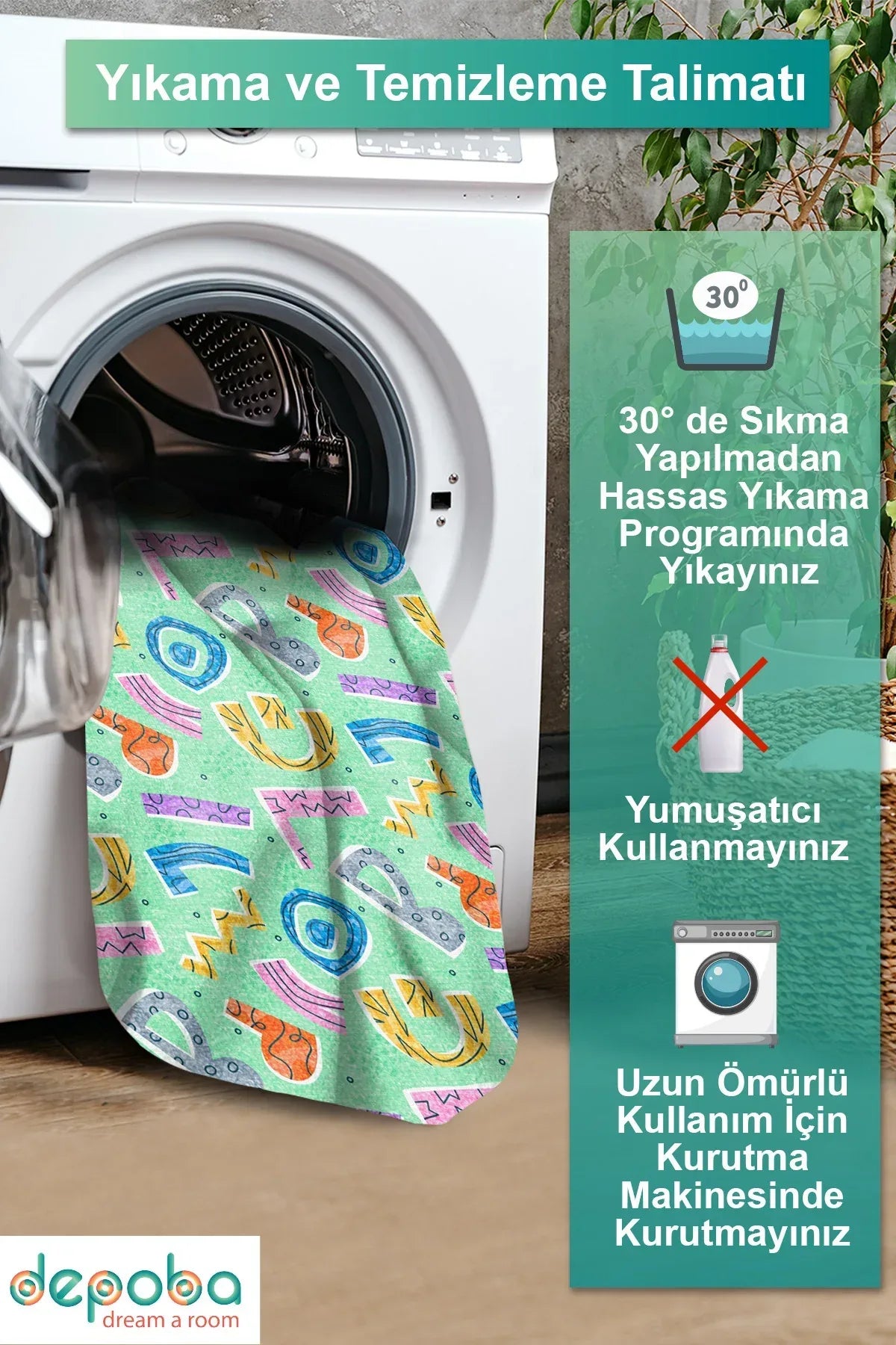 Alava Modern Kadife Antibakteriyel Yıkanabilir Kaymaz Pamuk Tabanlı Çocuk Halısı - Aydahome