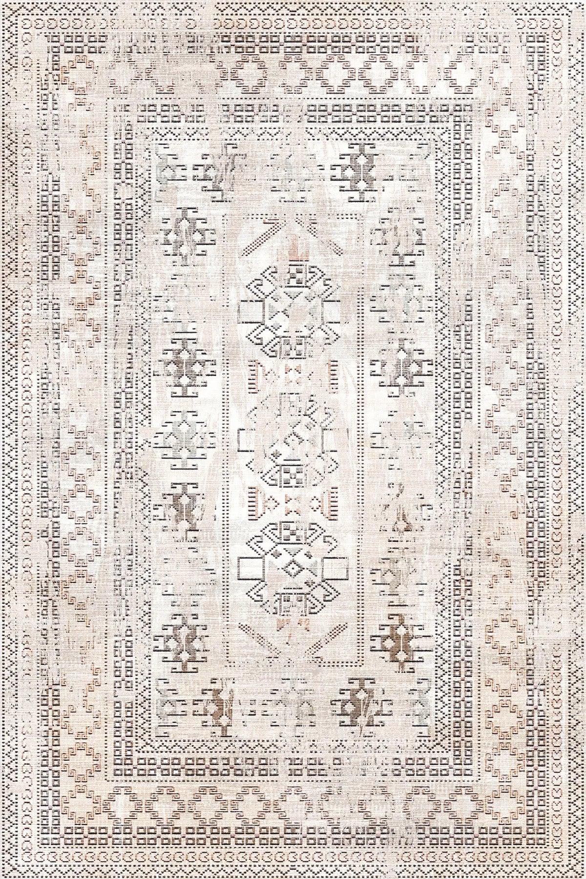Narese Şönil Vintage Desenli Pamuk Taban Kaymaz Yıkanabilen Antibakteriyel Salon Halısı - Aydahome