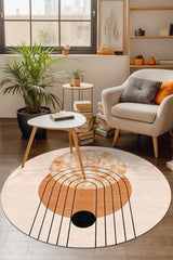 Adeva Modern Şönil Doğal Pamuk Tabanlı Kaymaz Antibakteriyel Yıkanabilir Yuvarlak Salon Halısı - Aydahome