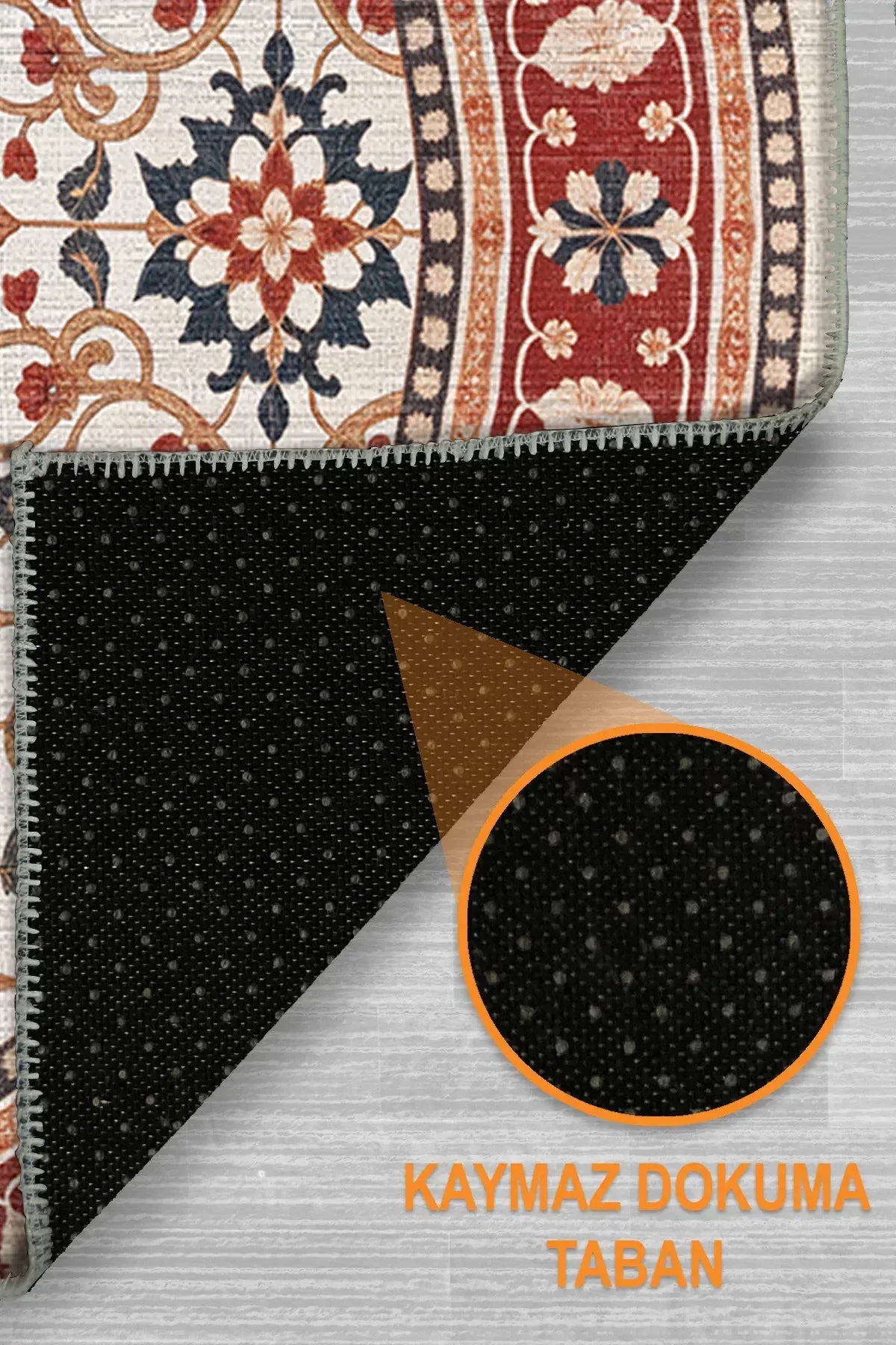 Yonza Vintage Şönil Doğal Pamuk Tabanlı Kaymaz Antibakteriyel Yıkanabilir Yuvarlak Salon Halısı - Aydahome
