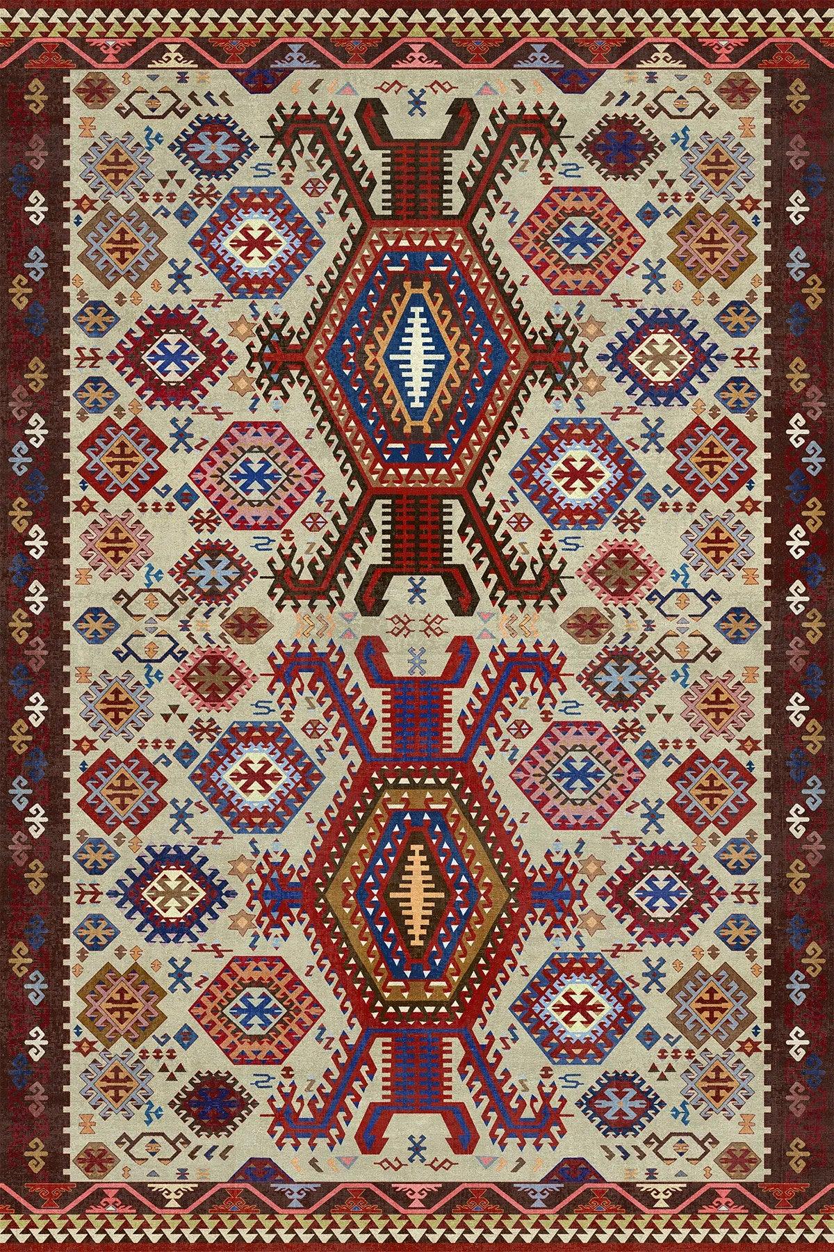 Emara Modern Şönil Doğal Pamuk Tabanlı Kaymaz Antibakteriyel Yıkanabilir Kilim Salon Halısı - Aydahome