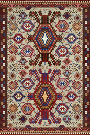Emara Modern Şönil Doğal Pamuk Tabanlı Kaymaz Antibakteriyel Yıkanabilir Kilim Salon Halısı - Aydahome
