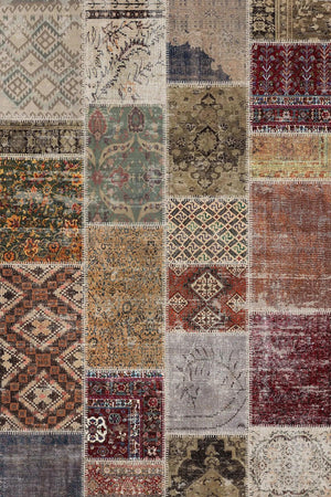 Flona Patchwork Şönil Doğal Pamuk Tabanlı Kaymaz Antibakteriyel Yıkanabilir Çevre Dostu Salon Halısı - Aydahome