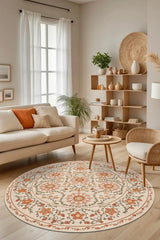 Orena Modern Şönil Doğal Pamuk Tabanlı Yuvarlak Kaymaz Antibakteriyel Yıkanabilir Salon Halısı - Aydahome