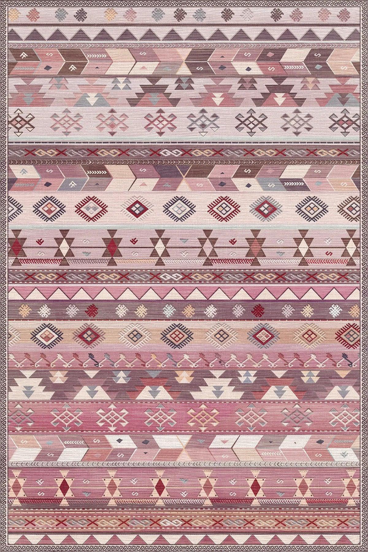 Sanes Şönil Kilim Desenli Pamuk Taban Kaymaz Yıkanabilen Antibakteriyel Salon Halısı - Aydahome