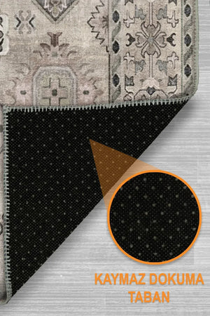 Zeran Modern Şönil Doğal Pamuk Tabanlı Kaymaz Antibakteriyel Yıkanabilir Çevre Dostu Yolluk - Aydahome