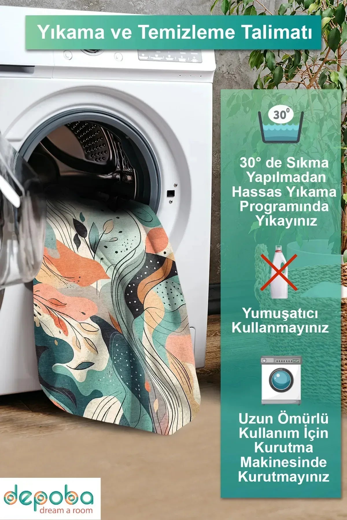Salem Modern Kadife Yıkanabilir Kaymaz Pamuk Tabanlı Antibakteriyel Salon Halısı - Aydahome
