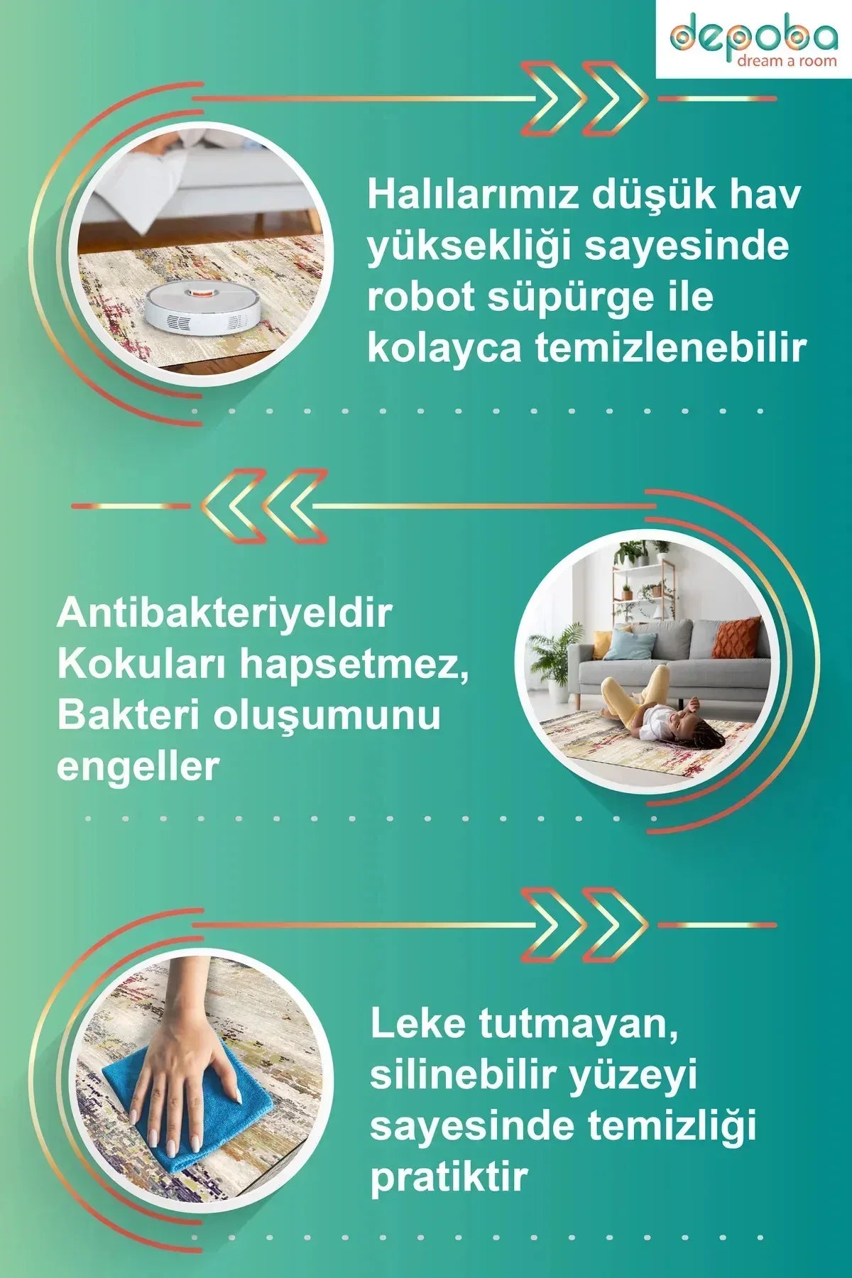 Salem Modern Kadife Yıkanabilir Kaymaz Pamuk Tabanlı Antibakteriyel Salon Halısı - Aydahome