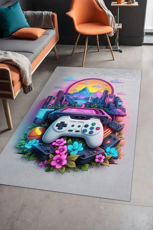 Gamser Modern Şönil Gaming Oyuncu Odası Halısı Dijital Baskılı Kaymaz Taban Yıkanabilir Gaming Halısı - Aydahome