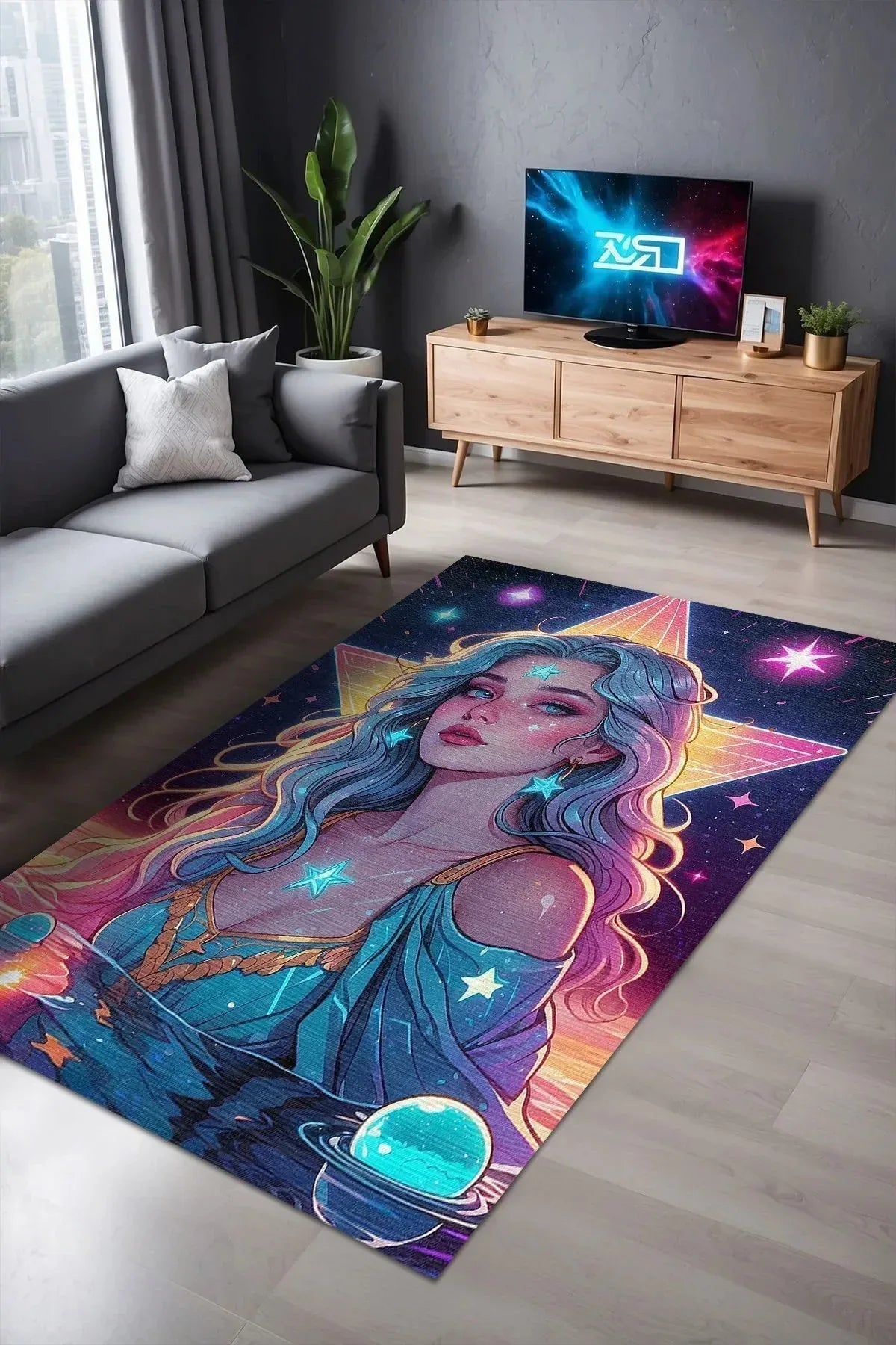 Serenam Modern Şönil Gaming Oyuncu Odası Halısı Dijital Baskılı Kaymaz Taban Yıkanabilir Gaming Halısı - Aydahome