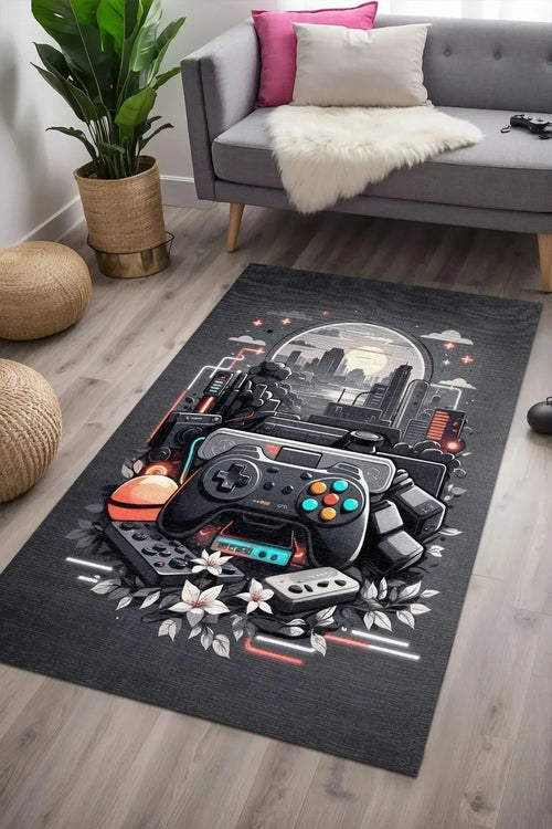 Blank Modern Şönil Gaming Oyuncu Odası Halısı Dijital Baskılı Kaymaz Taban Yıkanabilir Gaming Halısı - Aydahome