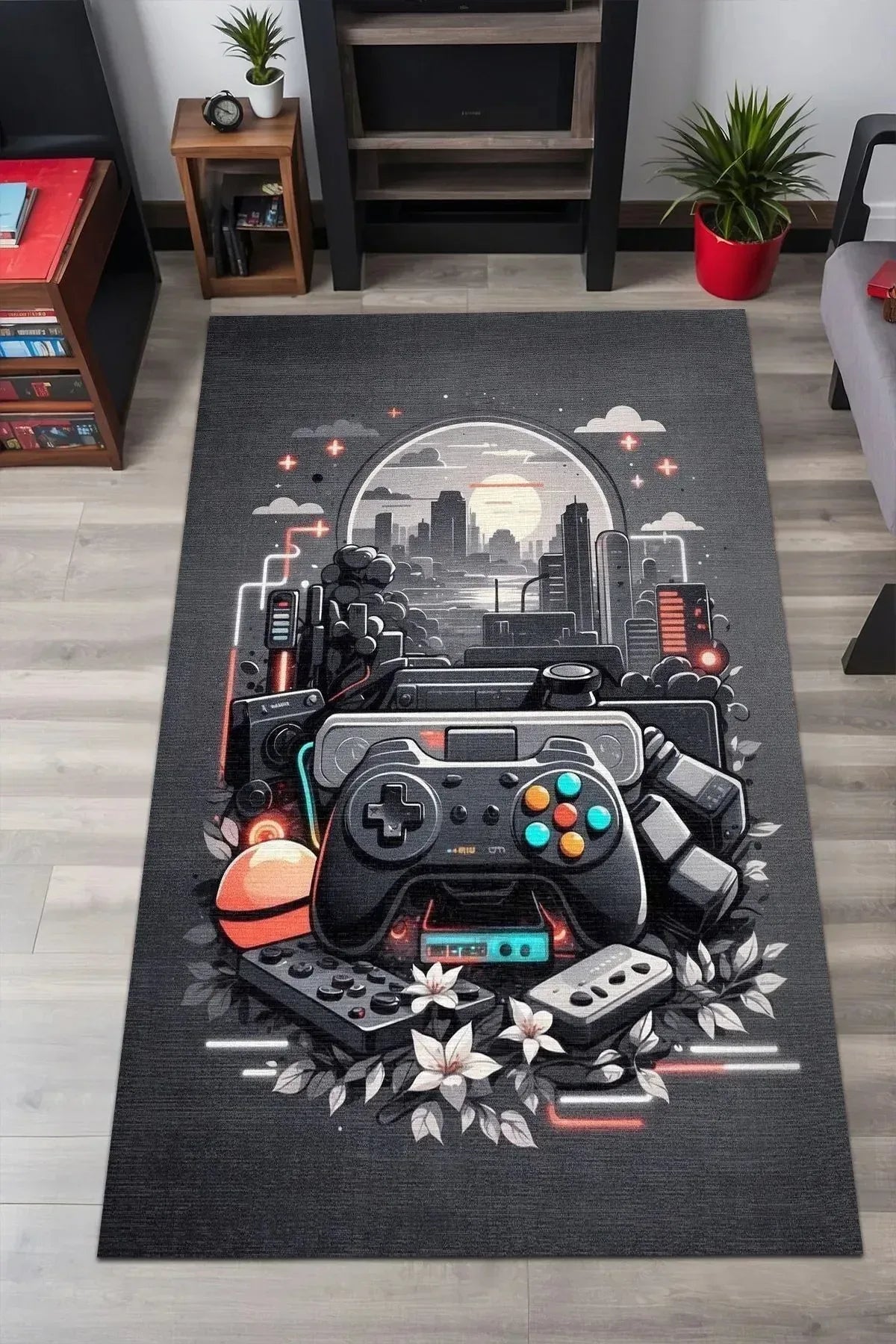 Blank Modern Şönil Gaming Oyuncu Odası Halısı Dijital Baskılı Kaymaz Taban Yıkanabilir Gaming Halısı - Aydahome