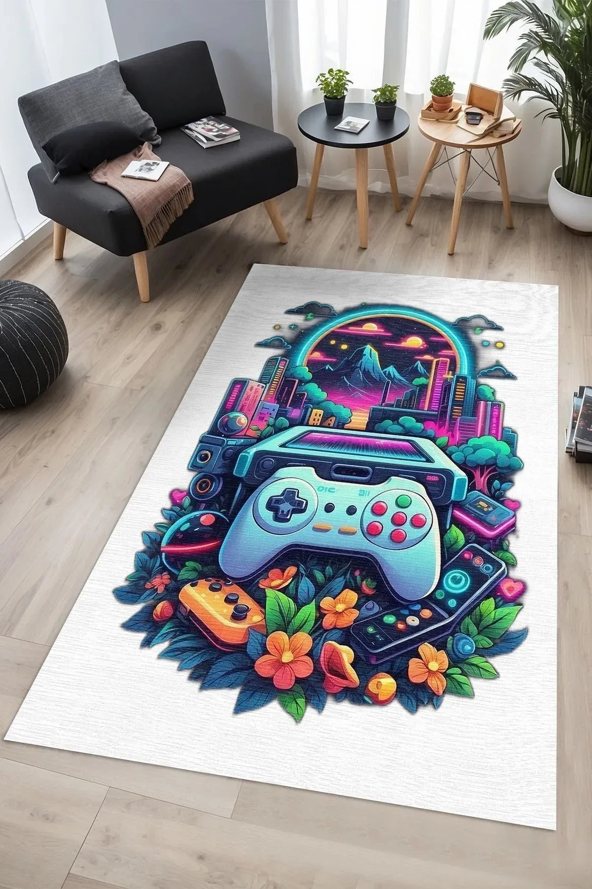 Mertens Modern Şönil Gaming Oyuncu Odası Halısı Dijital Baskılı Kaymaz Taban Yıkanabilir Gaming Halısı - Aydahome