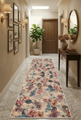 Elens Spring Bloom Çiçek Desenli Modern Şönil Doğal Pamuk Tabanlı Kaymaz Antibakteriyel Yıkanabilir Çevre Dostu Yolluk - Aydahome