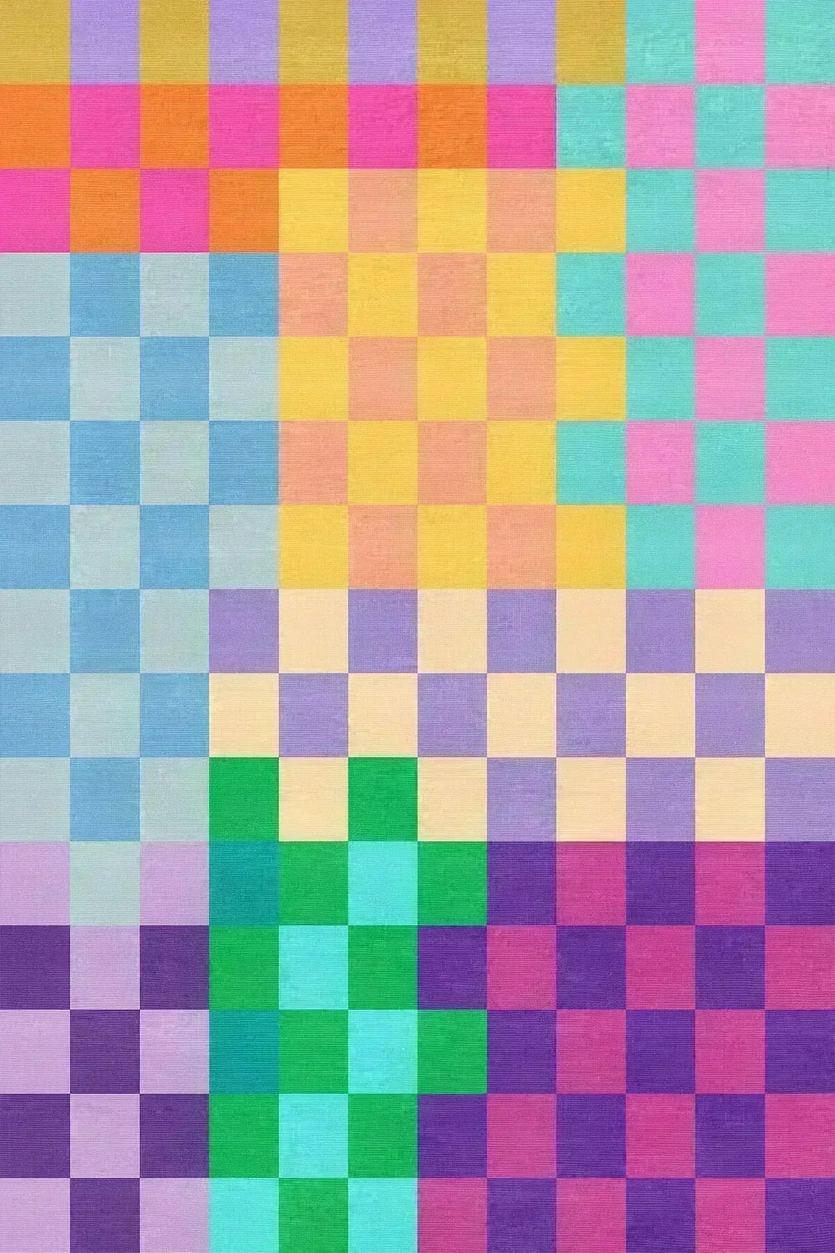 Mosaica Color Carnival Pamuk Tabanlı Yıkanabilen Kaydırmaz Antibakteriyel Şönil Salon Halısı - Aydahome