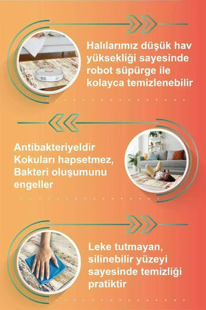 Mosaica Color Carnival Pamuk Tabanlı Yıkanabilen Kaydırmaz Antibakteriyel Şönil Salon Halısı - Aydahome