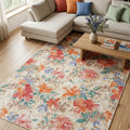 Soneka Spring Bloom Çiçek Desenli Pamuk Tabanlı Yıkanabilen Kaydırmaz Antibakteriyel Şönil Salon Halısı - Aydahome