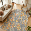 Sunfa Spring Bloom Çiçek Desenli Pamuk Tabanlı Yıkanabilen Kaydırmaz Antibakteriyel Şönil Salon Halısı - Aydahome