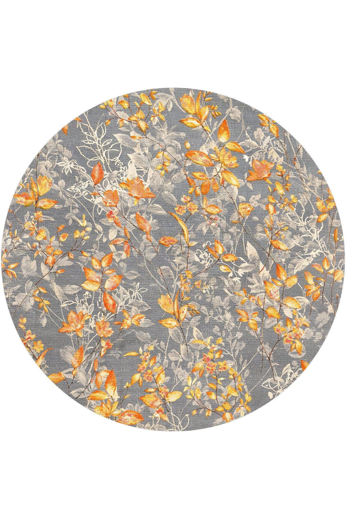 Sunfa Spring Bloom Çiçek Desenli Pamuk Tabanlı Yıkanabilen Kaydırmaz Antibakteriyel Yuvarlak Şönil Salon Halısı - Aydahome