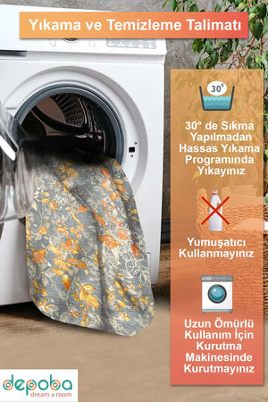 Sunfa Spring Bloom Çiçek Desenli Pamuk Tabanlı Yıkanabilen Kaydırmaz Antibakteriyel Şönil Salon Halısı - Aydahome