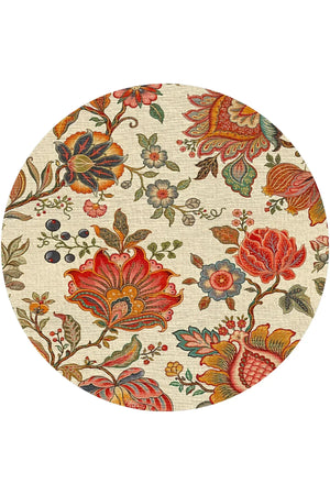 Sunro Spring Bloom Çiçek Desenli Modern Şönil Doğal Pamuk Tabanlı Kaymaz Antibakteriyel Yıkanabilir Yuvarlak Halı - Aydahome