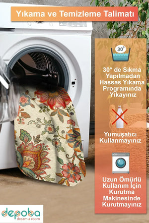 Sunro Spring Bloom Çiçek Desenli Modern Şönil Doğal Pamuk Tabanlı Kaymaz Antibakteriyel Yıkanabilir Çevre Dostu Yolluk - Aydahome